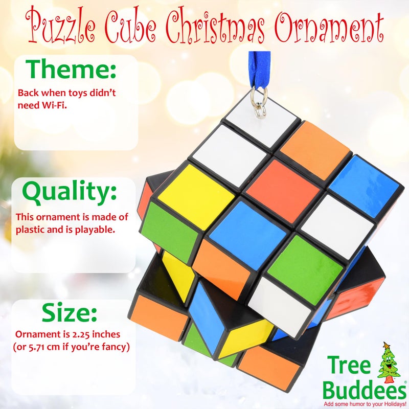Tree Buddees Christmas Ornaments Tree Buddees Colored Cube Puzzle with Blue String - Image 2
